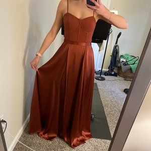 Crepe Corset Bridesmaid Dress with Charmeuse Skirt (Cinnamon) - NEVER WORN